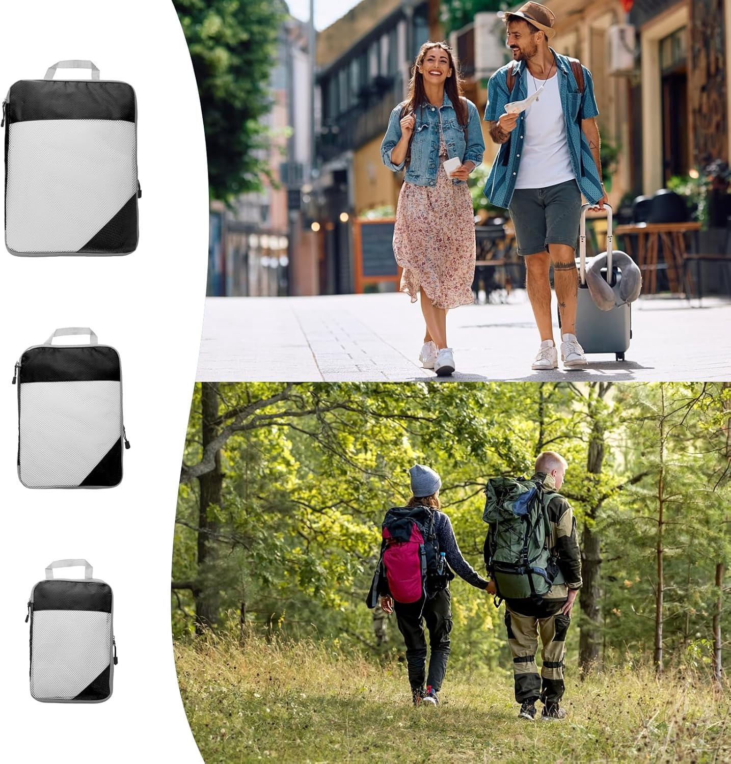 XiHAMA 3pcs Compression Packing Cube for Suitcases Lightweight Luggage Organizers Bag Travel Essentials Compression Bags for Carry on Suitcases