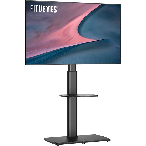 FITUEYESGeang Floor TV Stand with Wood Base for 3265 inch TVs, Modern