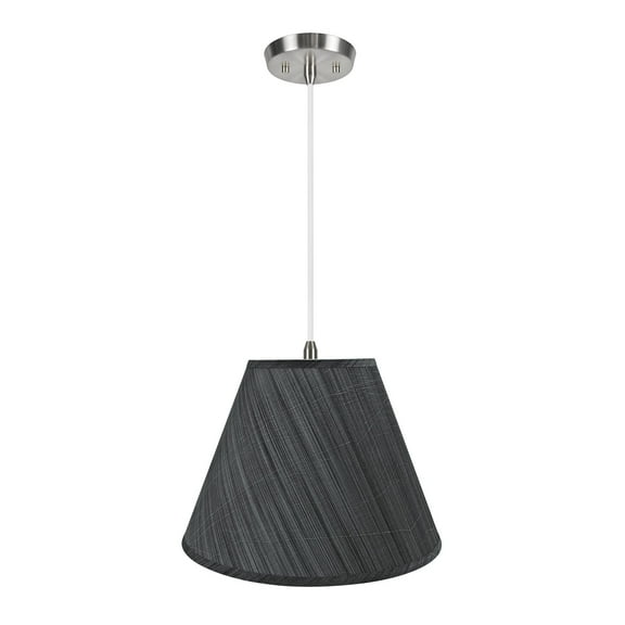 Aspen Creative 72152-11 Two-Light Hanging Pendant Ceiling Light with Transitional Hardback Empire Fabric Lamp Shade, Grey & Black, 15" width