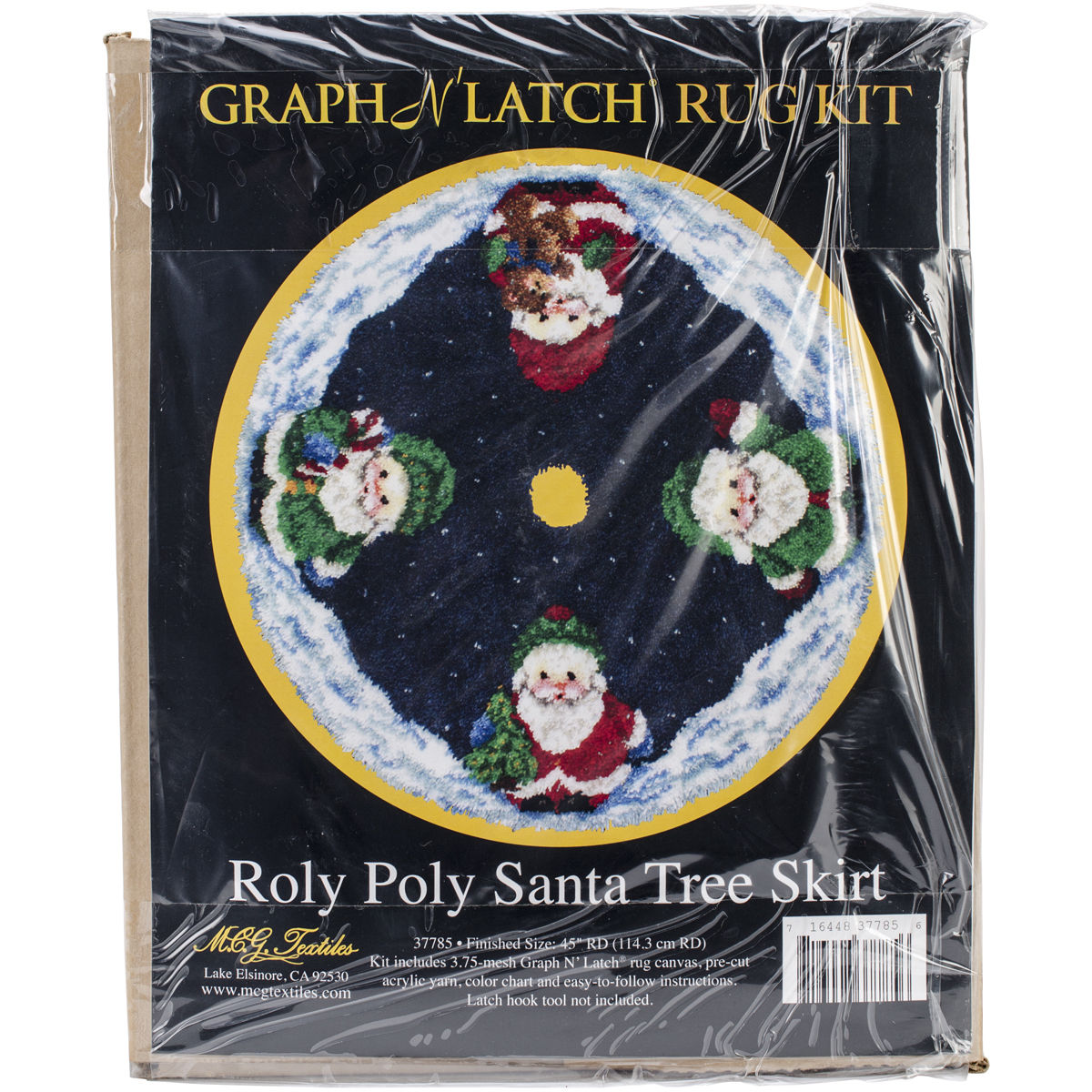 Latch Hook Kit 45 Round-Roly Poly Santa Tree Skirt, Pk 1, M C G