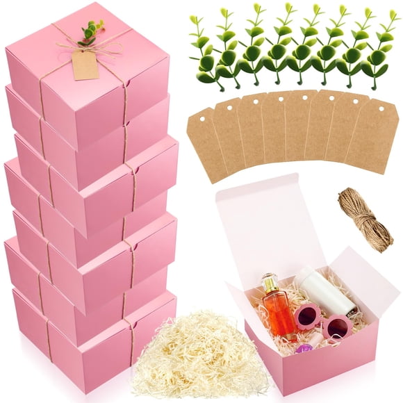 Juego de cajas de regalo Critiin, paquete de 8 unidades, 20 x 20 x 10 cm, papel rosa para dama de honor