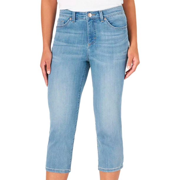 Lee Womens Sculpting Mid Rise Denim Capris 8 Medium wash