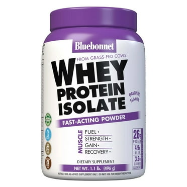 Bluebonnet Nutrition Whey Protein Isolate Powder Original Flavor, 1.1 lbs