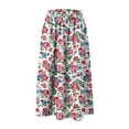 thumbnail image 5 of vigerkar High Waist Skirts for Women Summer Casual A Line Ruffle Swing Floral Midi Skirt with Pockets Hot Pink, L, 5 of 6