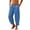 Blue, variant on Mens Cotton Linen Harem Pants Elastic Waist Loose Cropped Trousers Yoga Beach Casual Bottoms Green M