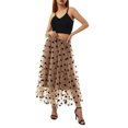 thumbnail image 3 of Caoirhny Women's Mid-Length Skirts, Heart Printed High Waist Mesh Vintage Style Skirts, Casual Simple Bottoms, 3 of 9
