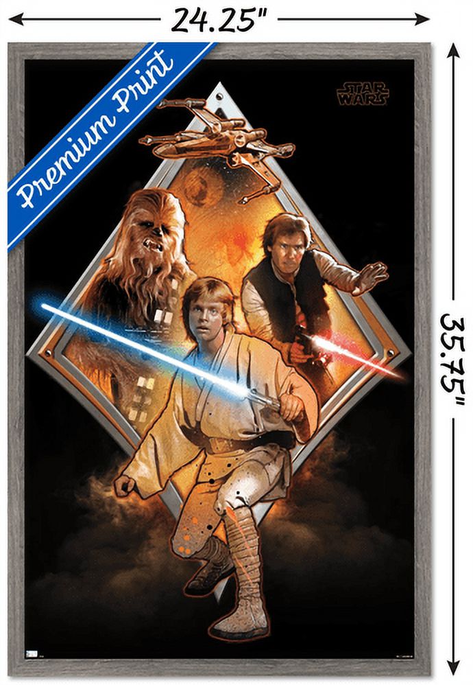 Star Wars: Original Trilogy - Heroes Badge Wall Poster, 22.375" x 34", Framed