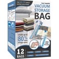 thumbnail image 1 of czcpp-12 Pack Vacuum Storage Bags, Space Saver Bags (2 Jumbo/2 Large/2 Medium/2 Small/4 Roll) Compression Storage Bags for Comforters and Blankets, Vacuum Sealer Bags for Clothes Storage, Hand Pump I, 1 of 4