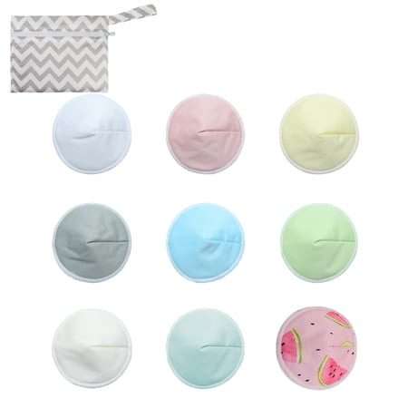 SONGSUN 9 PCS Organic Reusable Nursing Pads Washable Breast Pads for Breastfeeding, Porosity Breast Bag Leaking with Carry Bag With String Bag