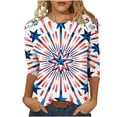 thumbnail image 2 of American Flag Shirts Womens Red White and Blue Shirts for Women Patriotic T Shirts Women Patriotic Tops for Women Fourth of July Tees Casual Crewneck 3/4 Sleeve Loose T Shirt Ladies Blouses Shirts, 2 of 5