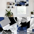 thumbnail image 2 of Navy Blue Kitchen Curtains Tiers and Valances Set 3 Piece for Windows Geometric Modern Art Kitchen Window Curtains Set,Grey and Black Valances for Living Room(36" Tiers Set), 2 of 5