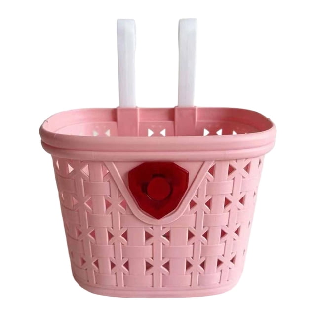S SERENABLE Kids Bike Basket Multifunction Outdoor Cute Easy Installation Bicycle Basket Pink