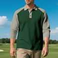 thumbnail image 5 of Men Clothing, Men's Golf Polo Shirts Long Sleeve Color Block Casual Loose Fit Trendy Patchwork Classic Athletic Tops for Fall, 5 of 9