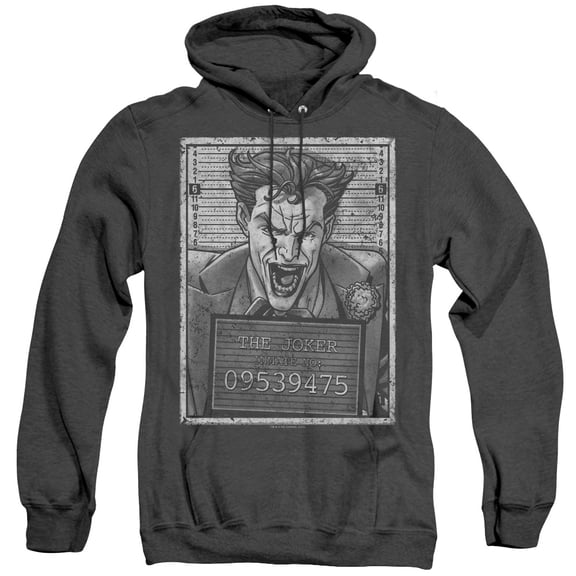 Batman Joker Inmate Adult Heather Hoodie Sweatshirt Black