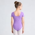 thumbnail image 7 of HAOTAGS Toddler Gymnastics Leotards,Elastic Waist Soft Ballet Dance Short Sleeve Gymnastics Purple 3-4, 7 of 7