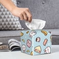 thumbnail image 6 of Picia Rabbit Burger Coffee Pattern Tissue Box Cover,PVC Leather Square Holder,Tissue Box Holder with Magnetic Bottom,Facial Paper Organizer Dispenser-5.2"X5.2"X5.2", 6 of 8