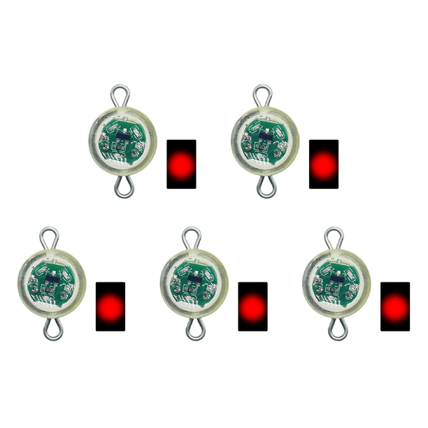 Lámpara LED para Atraer Peces Mini Calamar Pesca Plástico Aparejos Color Rojo 5 Uds.