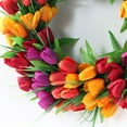 thumbnail image 5 of 3-color Tulip Wreath 20" Summer Wreaths for Outside Wall Window Farmhouse Indoor Outdoor Party Holiday Home Decor, 5 of 5