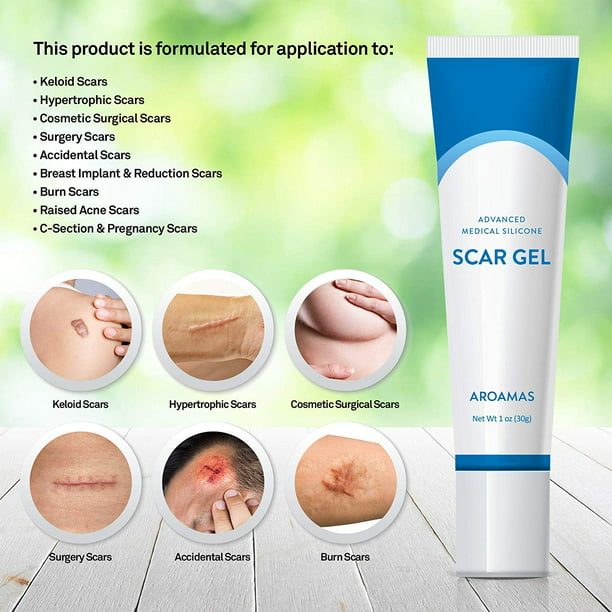 Aroamas Advanced Scar Gel Medical-Grade Silicone for Face, Body, Stretch Marks, C-Sections, Surgical…