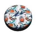 thumbnail image 2 of Waterproof Spare Wheel Cover, Basketball Silhouette Pattern Adjustable Wheel Cover For Jeep Trailer RV SUV Car, 17 inch, 2 of 8