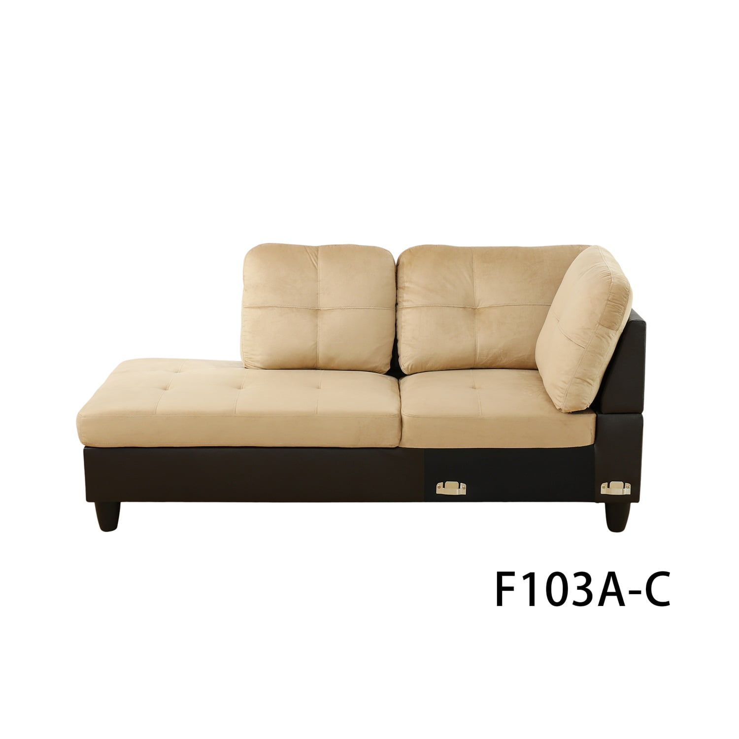 Hommoo L Shaped Couches and Sofas, Lint and PVC Living Room Furniture Sets, Modern Sectional Sofa for Home & Office, Beige and Brown(No Ottomans)