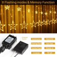 thumbnail image 4 of 138 Leds 12 Star Curtain Lights, 2M Connectable Christmas Curtain Lights with 8 Flashing Modes, Led Curtain Fairy Lights for Indoors, Outdoors, Walls, Windows, Christmas Decorations, 4 of 16