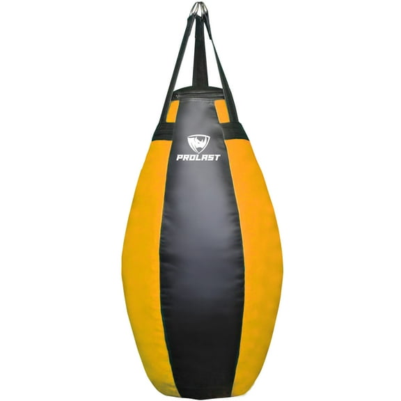 PROLAST Heavy Punching Bag Tear Drop Great for Boxing, MMA and Muay Thai ( Black and Yellow)