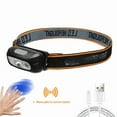 thumbnail image 1 of Outdoor USB Rechargeable LED Headlamp with Hand Wave Sensor - 100-200M Long Range, Waterproof Design, Built-in Lithium Battery for Fishing, Hiking, Hunting (Black), 1 of 6