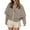 Khaki, variant on Womens Cropped Cape Cardigan Button Up Crew Neck Jacket Shawl Fall Trendy Knit Sweater Wine M