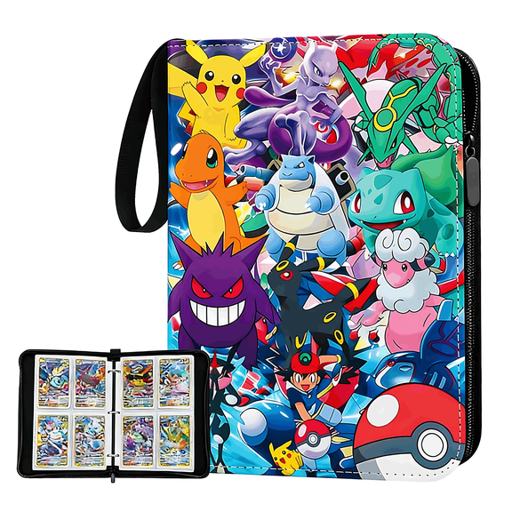 Card Binder 4 Pocket PU Leather with 50 Removable card sleeves TCG Binder 400 Pockets Trading Card Binder - Gift Card holder for Boys and Girls