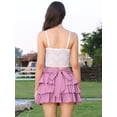 thumbnail image 3 of DARING DIVA Women's Summer Elastic Ruffle Hem Pleated Flowy Large Pink Purple, 3 of 6