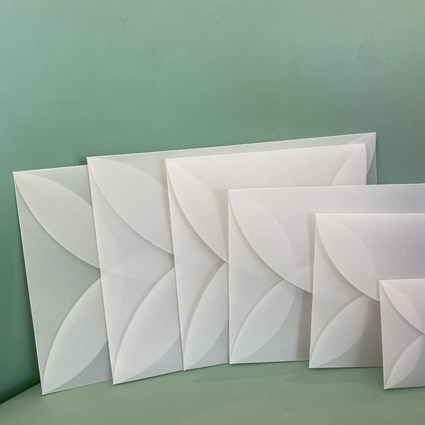 Sobre de invitación de papel de ácido sulfúrico translúcido Vintage, transparente esmerilado, disponible en varios tamaños