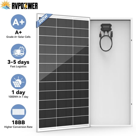 200W 12V 18BB Solar Panel Mono Battery Charge RV PV Home Off-Grid Battery Power