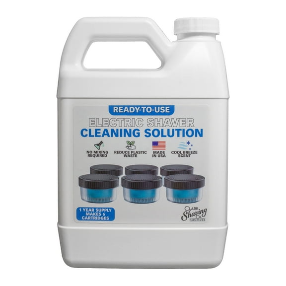 Clark Shaving Co. Shaver Cleaning Solution & Easy Refill Compatible with Philips Norelco Quick Clean and Smart Clean Pod. (32 oz)