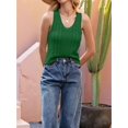 thumbnail image 5 of Womens Pointelle Knit Top V Neck Strappy Tank Tops Summer Sleeveless Blouses Shirts Tops Green XL, 5 of 9