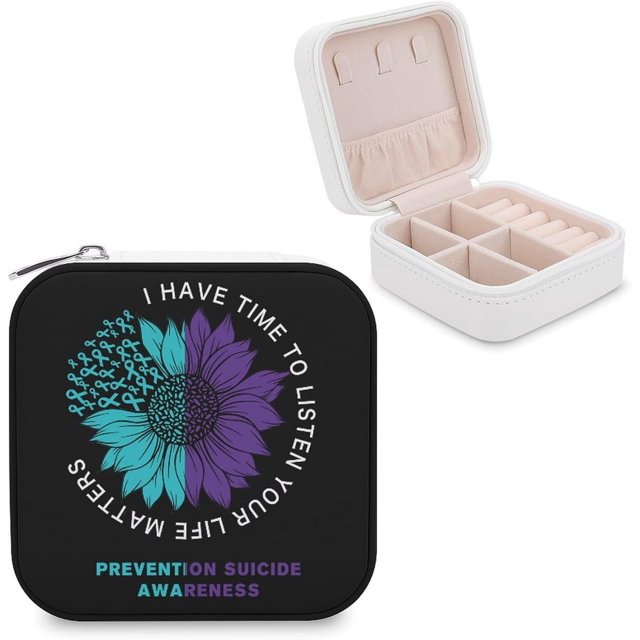 I Have Time To Listen Your Life Matters Prevention Suicide Awareness Jewelry Box,Portable Jewelry Storage Box,Travel Jewelry Case,Small Jewelry Boxes for Ring, Storage Holder Boxes