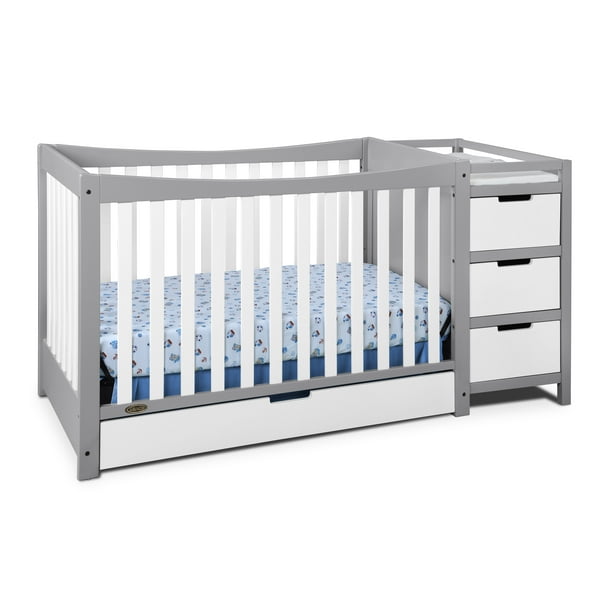 Graco Remi 4in1 Convertible Crib and Changer with Drawer, White/Gray