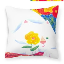 Carolines Treasures 6114PW1414 Big white Cat Decorative   Canvas Fabric Pillow 14Hx14W multicolor