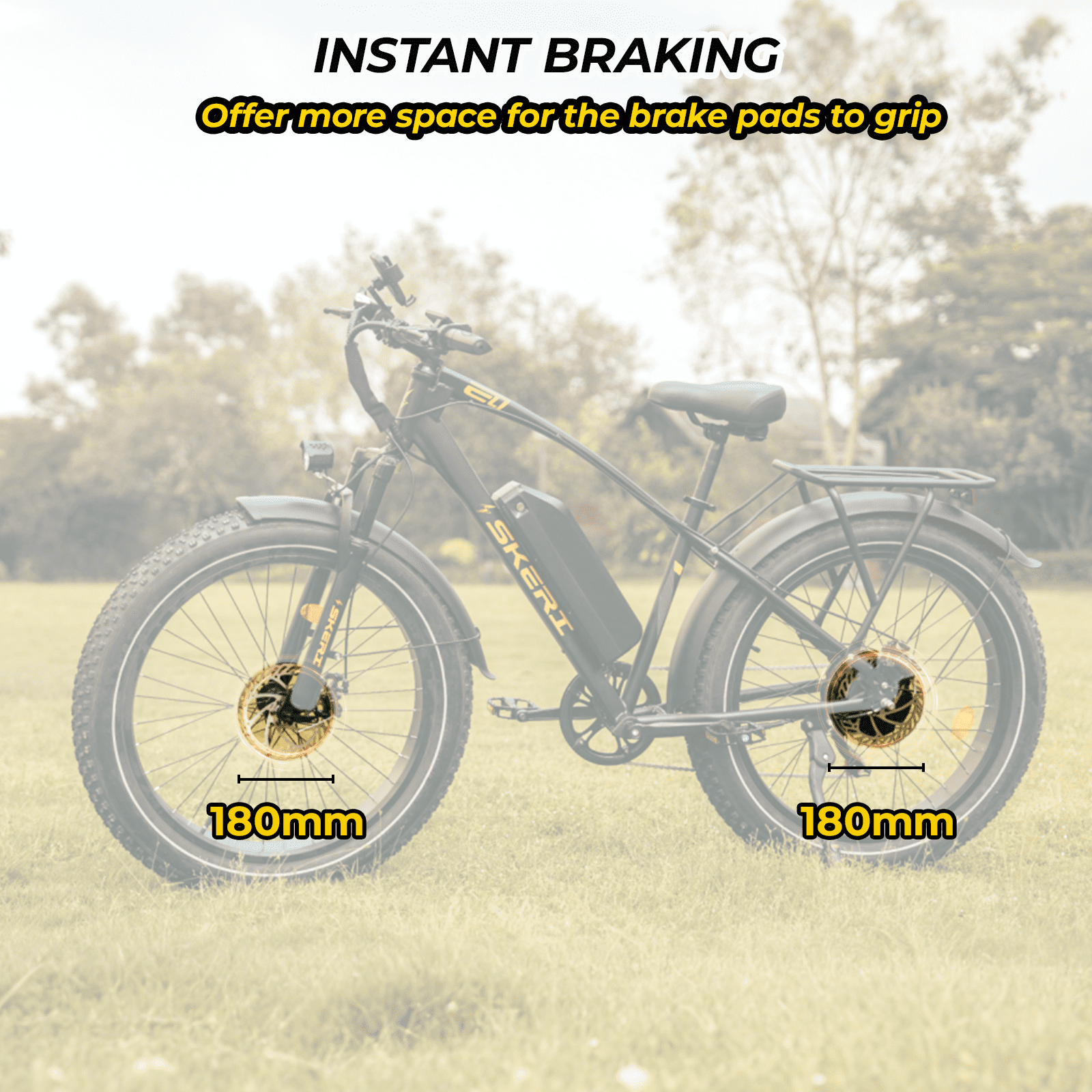 Skeri Electric Bike, 26"x4.0" Fat Tire E Bike, 500W (Peak 1000) Motor, 48V 15.6Ah Removable Electric Bike for Adults, 60 Miles & 25 mph, Electric Bicycle with 7 Speed and Front Suspension