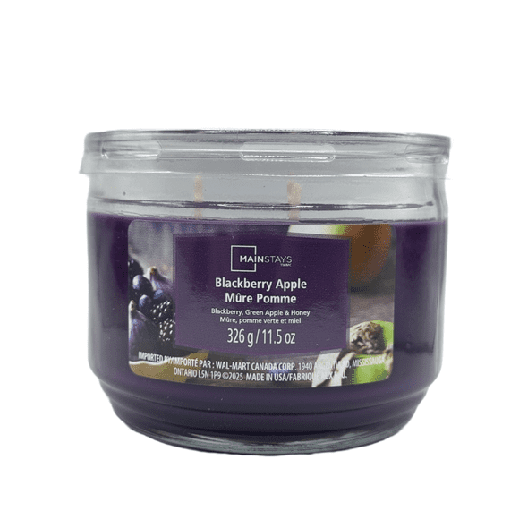 Mainstays Blackberry Apple Scented 3-Wick Glass Jar Candle, 11.5 oz