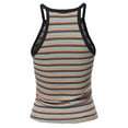thumbnail image 3 of A2Y Women's Multi Stripe High Neck Rayon Spandex Rib Tank Top Navy Green S, 3 of 5