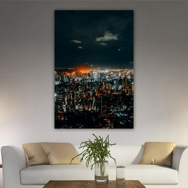 OWNSERIES Home Decor Beautiful Architecture Building Cityscape Pattern Canvas Wall Art Paintings for Living Room - Canvas Framed Print Wall Artworks Ship From US Warehouse