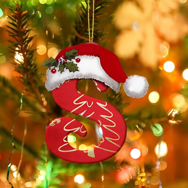 UsRHHA 26 Letters Christmas Tree Decorations, Personalized Acrylic Alphabet Pendants for DIY Holiday Decor, Xmas Hanging Ornaments Set