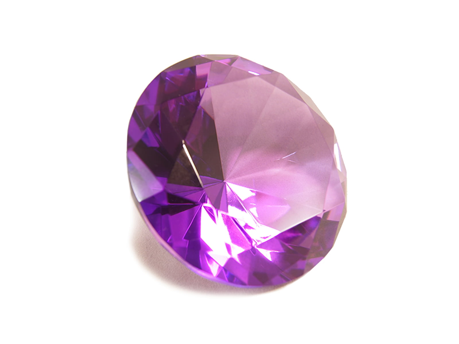 Round Crystal Diamond Paperweight Decor Light Purple 3.25'' / 80 mm 