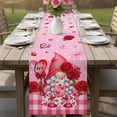 thumbnail image 4 of Valentine's Day Table Runner - 60 Inch Long Gnomes Loves Roses Romantic Pink Plaid Cotton and Linen Blended Dress Scarves Farmhouse Table Runner for Kitchen Dining, Coffee Table, 13" x 60", 4 of 8