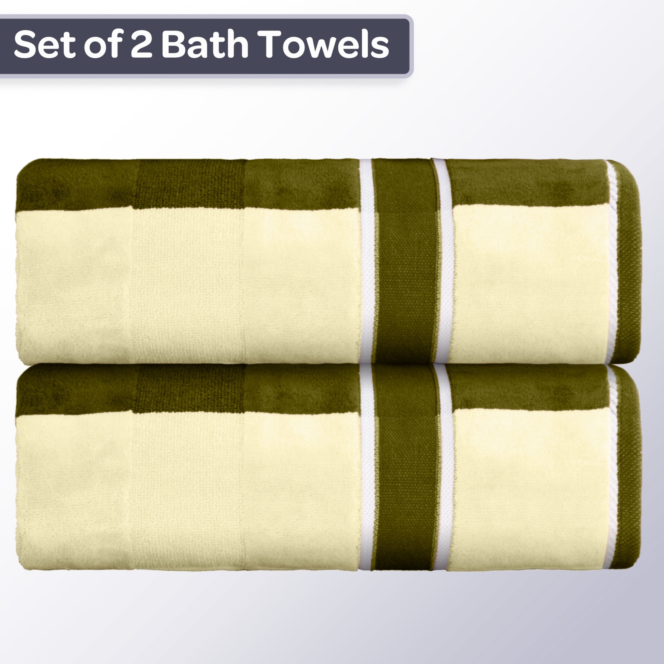 Lavish Home 2PC Cotton Towel Set - 35x70in Extra Large Bath Towels (Green)