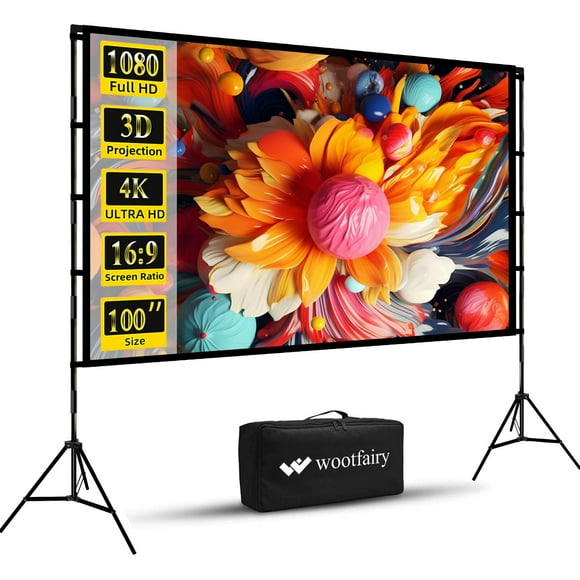 Pantalla de proyector con soporte Wootfairy de 100 pulgadas 16:9 4K HD