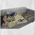thumbnail image 6 of Egyptian Print Soft Flannel Fleece Throw Blanket, Antique Historical Culture of Scarab Eye Ornaments, Cozy Plush for Indoor and Outdoor Use, 60" x 80", Multicolor, by Ambesonne, 6 of 6