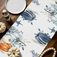 thumbnail image 2 of ERUNPONLY Blue Pumpkins Fall Table Runner - 90 Inch Long Coastal Thanksgiving Eucalyptus Leaves Cotton Linen Blended Dress Scarves Farmhouse Table Runner for Kitchen Dining, Coffee Table, 13" x 90", 2 of 8