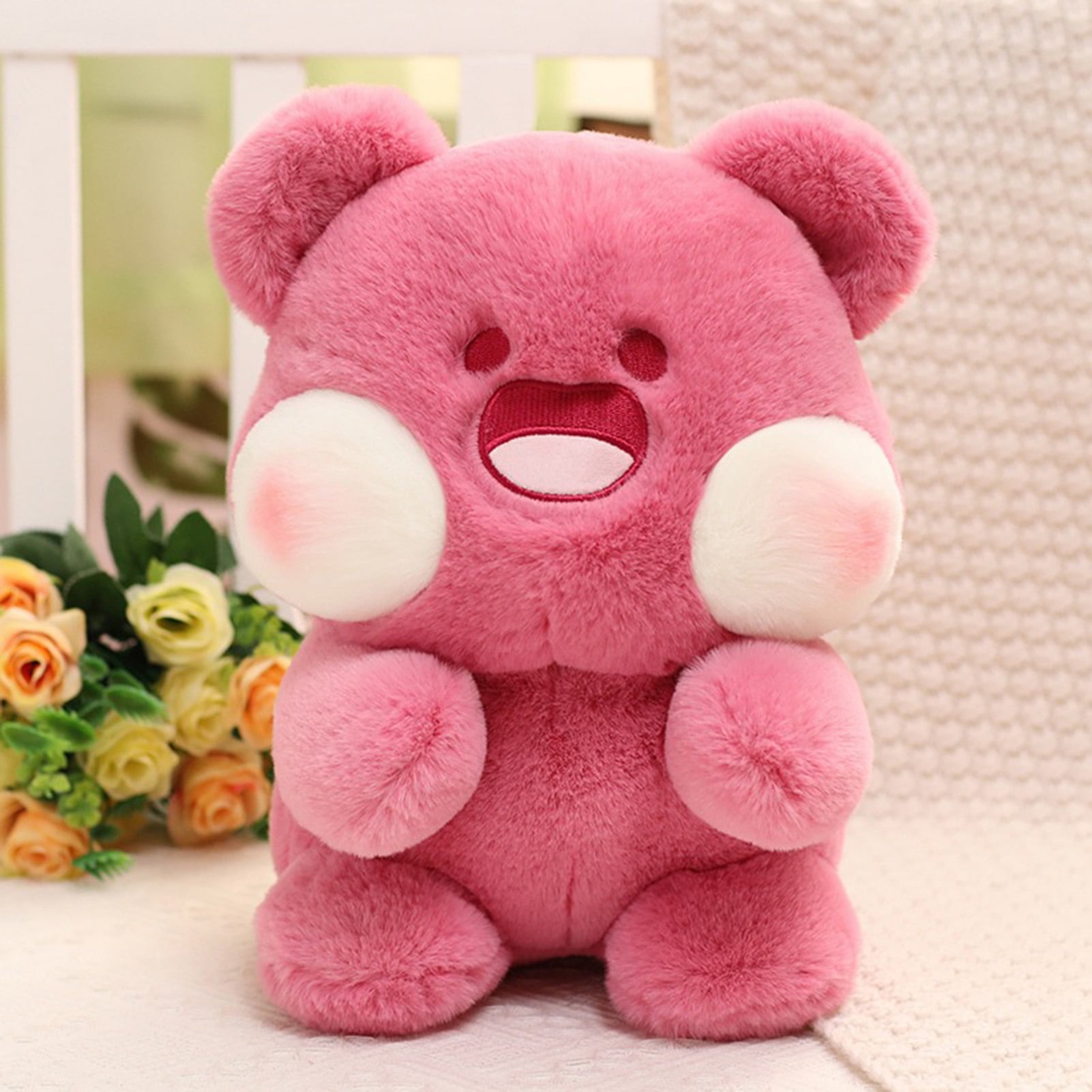 Hesroicy Bear Plush Toy Soft Red Color Cute Blush Bear Doll Plushies